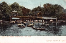 Crowds at Boat House, Central Park, New York City, New York-1895 Postcard