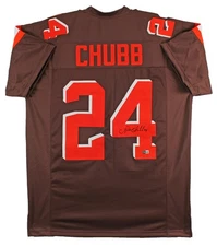 Nick Chubb Authentic Signed Brown Color Rush Pro Style Jersey BAS Witnessed