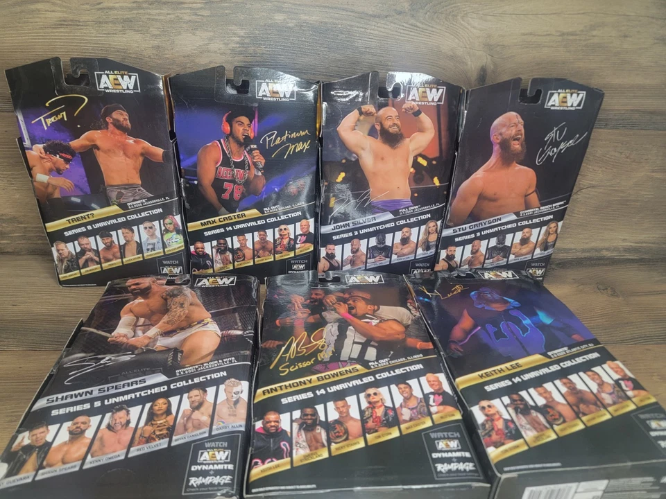 Lote de 7 bonecos AEW Jazwares incomparáveis NOVO LACRADO NOVO EM FOLHA NA CAIXA - Imagem 2 de 4
