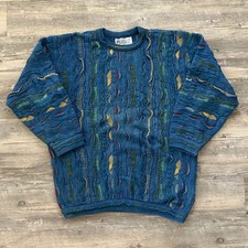 Vintage 90s Coogi Blues 3D Blue Multicolored Knit Sweater Size XL Hip-hop