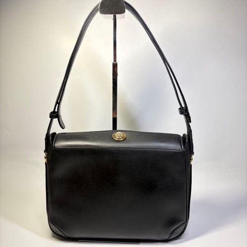 Gucci GG 2Way Handbag Black Leather Gold Metal Used