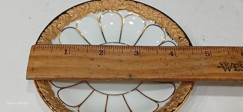 Tazza e piattino Meissen in porcellana a forma di X con bordo dorato - Foto 6 di 10