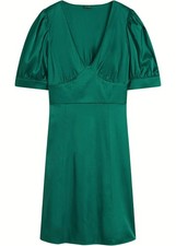 Satin-Kleid Gr. 34 Dunkelgrün Damen Abendkleid Mini Partykleid Neu