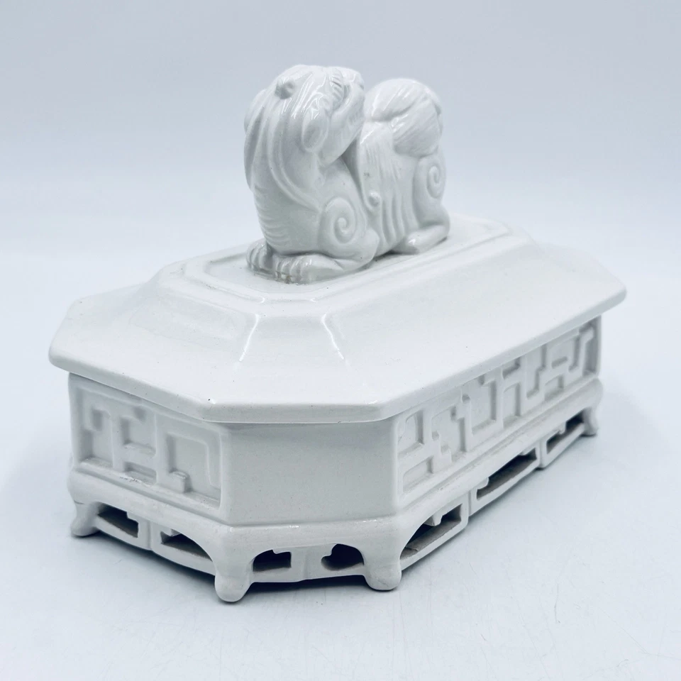 Foo Dog de porcelana atribuido a Ethan Allen hecho en Italia - grande Foto 3 de 4