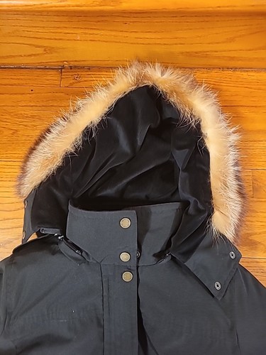 Pendleton Womens Black Down Parka Small w/ Real Raccoon Fur Trim - Picture 2 of 12