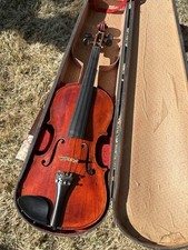 Antique Violin Fiddle 4/4 w Case  Bow Parts Repair Unlabeled Instrument