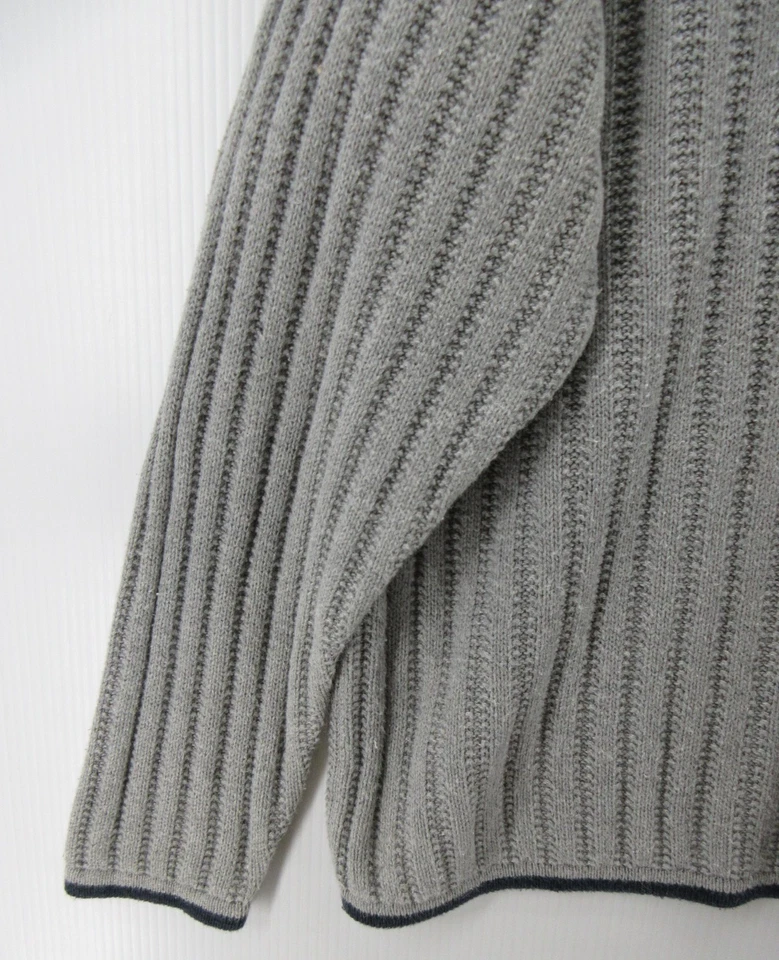VINTAGE Structure Sweater Men Large Gray Pullover Ribbed Chunky 90s V-Neck * - Image 3 of 4