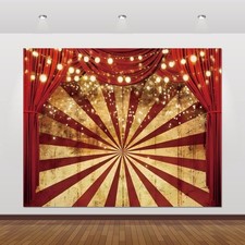10x8ft Circus Backdrop Carnival Theme Party Red Curtain Background Baby Showe...