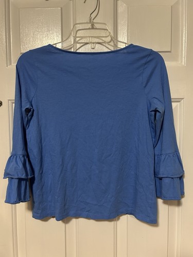 Lilly Pulitzer Girls Size Large 12-14 Ruffle Mazie Top Shirt Coastal Blue - Picture 6 of 6