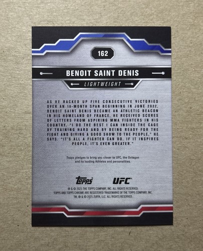 2025 Topps Chrome UFC Benoit Saint Denis Black Refractor Card #’d /10 - Bild 2 von 2