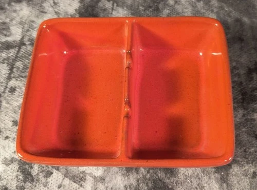 Vintage Frankoma Pottery #469 Red Divided Dish