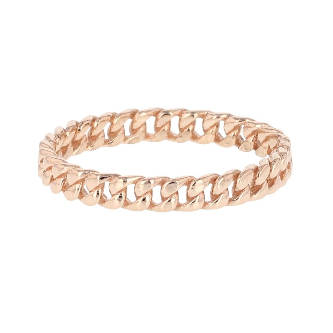 3.3mm Curb Link Chain Pattern Stackable Ring 10k … - image 4
