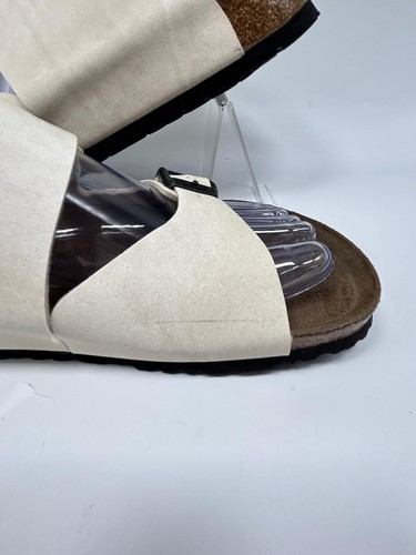 Sandalia Birki’s Birkenstock de cuero blanco roto con correa para mujer 9 para hombre’s 7 estrecha - Imagen 7 de 13