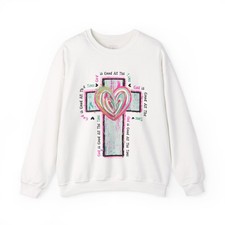 Sudadera diseño fe cruz corazón | arte cruz cristiana
