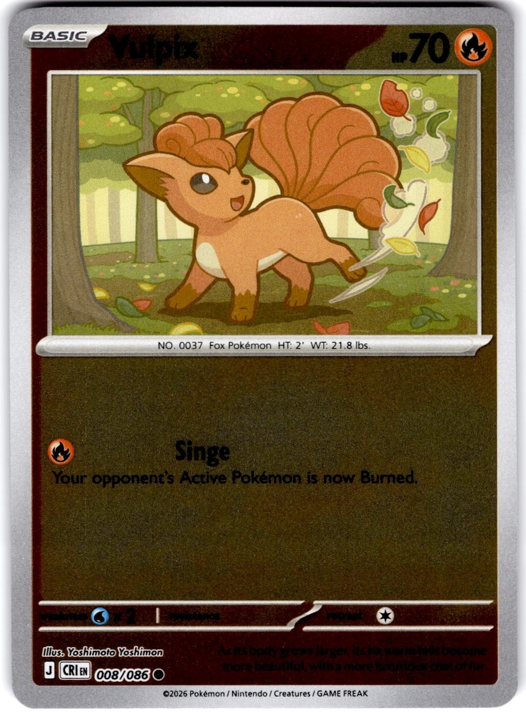 Pokemon Vulpix Chaos Rising 8/86 Reverse Holo Near Mint English