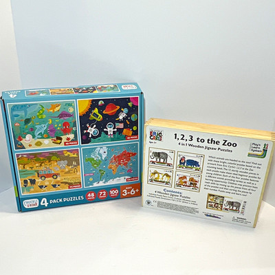 Chuckle & Roar Lot of 2 Kids Wood Jigsaw Puzzles Animals Eric Carle 48-99