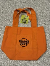 Trader Joe's Mini Canvas Tote Bag Halloween Trick Or Treat  ORANGE