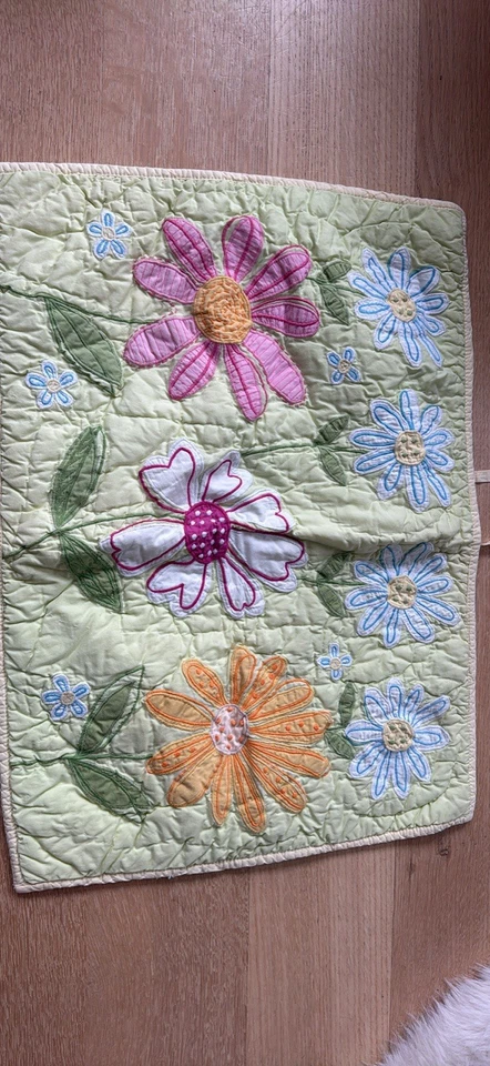 Pottery Barn Kids Daisy Garden Sham Talla Estándar Verde Amarillo Rosa Acolchado Foto 2 de 2