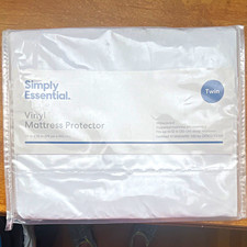 Simply Essential Twin Mattress Protector Waterproof Zippered Vinyl White 39x75