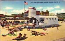 Streamline Moderne Beach Patrol Hospital Postcard Atlantic City NJ Ocean Bathing