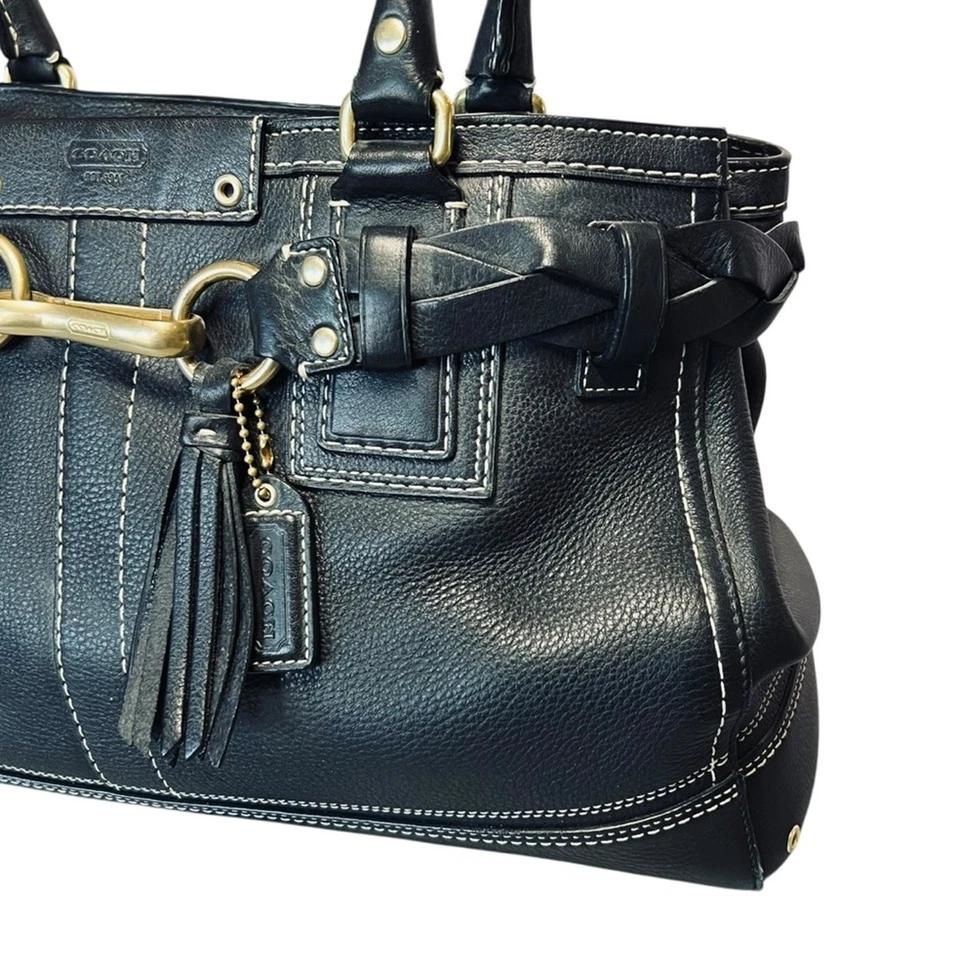 Bolso de Mano Coach 10529 Hampton Vintage Cuero Negro con Asa Superior Foto 2 de 4