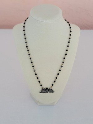 Memento Mori Deathshead Winged Skull Necklace By Verona Black