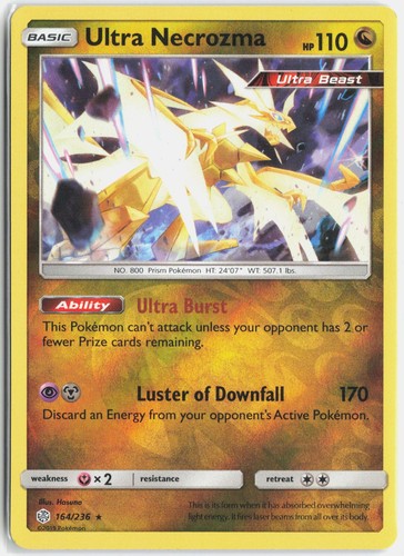 Ultra Necrozma 164/236 Rare Cosmic Eclipse Pokemon Reverse Holo MP