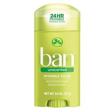 Ban Deodorant 2.6oz Invisible Solid Unscented