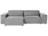 Modul 2-Sitzer Ecksofa Stoff Grau Mit Chaiselongue Rechts Kissen Skandi Hellnar