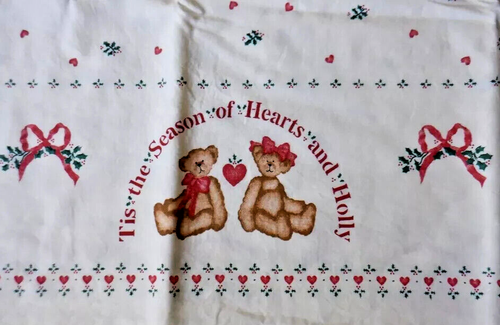 Daisy Kingdom Tis the Season of Hearts & Holly Double Border Teddy Bears BTY - Picture 4 of 14