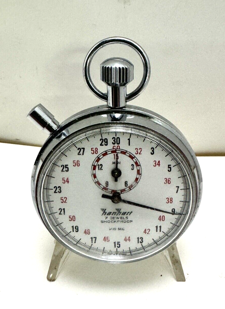 Vintage Hanhart Lever 7 Jewel 1/10 Sec Split Time Timer Stopwatch 1960