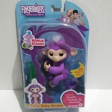 Fingerlings Interactive Baby Monkey Toy Mia Purple White Bonus Stand WowWee
