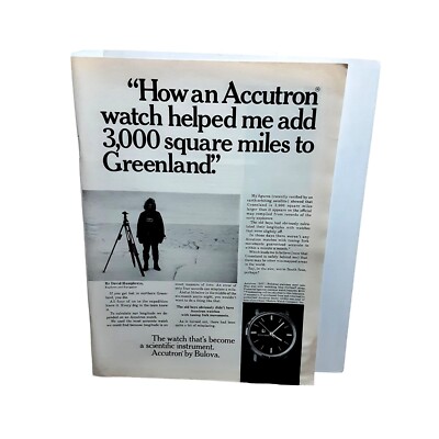 1970 Bulova Accutron Watch Greenland Vintage Print Ad 70s