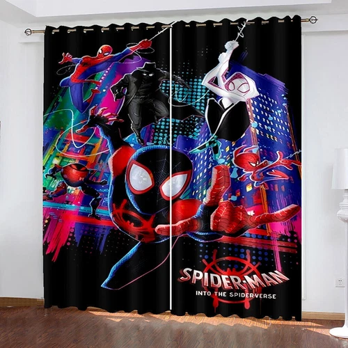 Marvel Spiderman Made Pair Thick Thermal Blackout Curtains Ring Top Eyelet Gifts - Picture 19 of 22