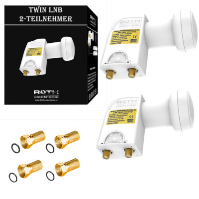 2 LNB Twin HQ roth-electronic.tv Full HD 4K Ultra HD 4x F-Stecker Wetterschutz