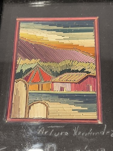 Arturo Hernandez Mexican Folk Art, Vintage Signed Mexican Straw Art w Frame - Picture 2 of 15