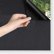 Static Cling Total Privacy Window Film Cover 100% 17.7 Inch x 6.5 Feet Blackout