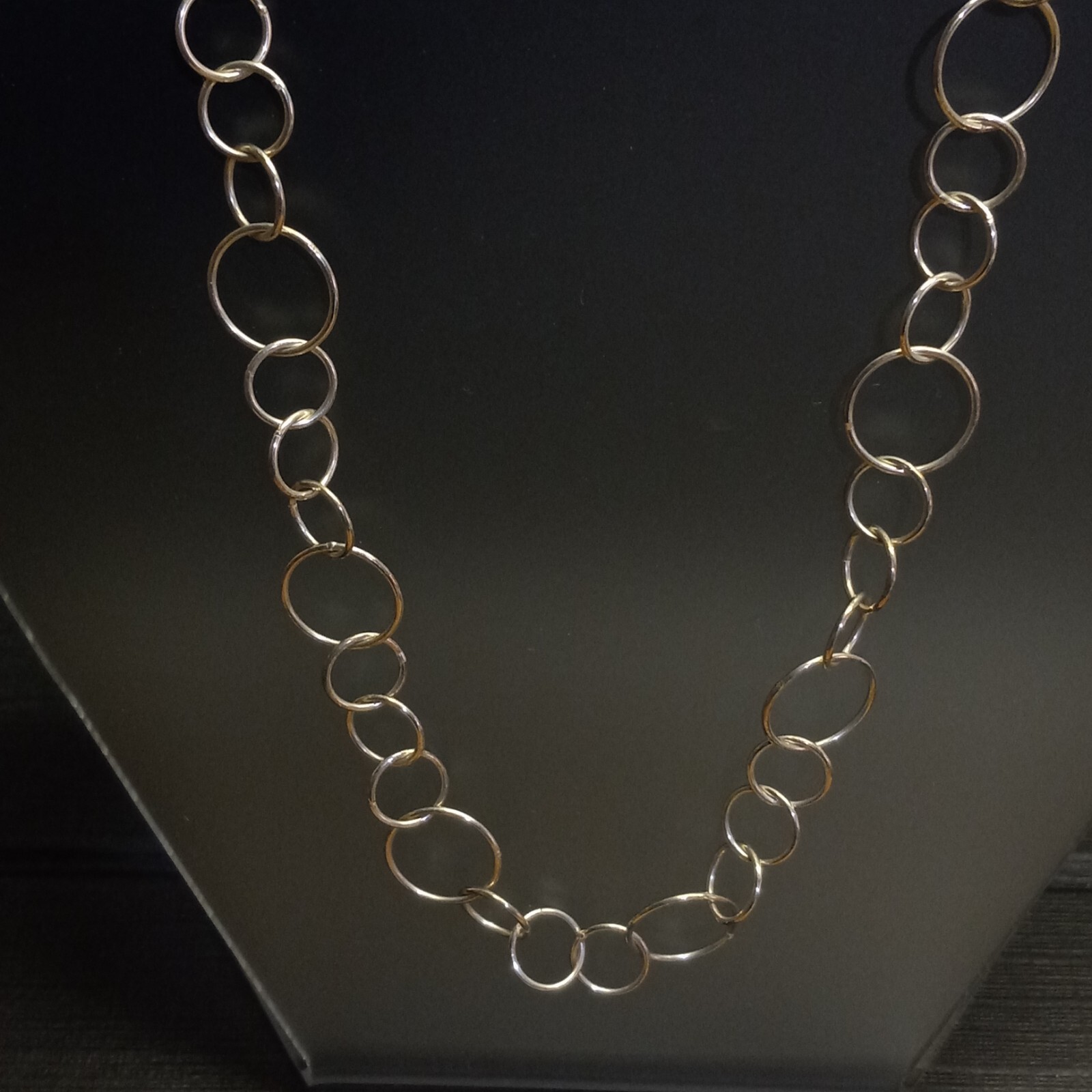 Sterling silver loop circle link necklace - image 2