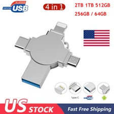 2TB 1TB 512GB USB 3.0 Photo Stick 4in1 Type C OTG Flash Drive for iPhone Android