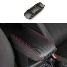 Central Console Armrest Box Cover Carbon Fiber Leather For Ford Focus 2015-2018