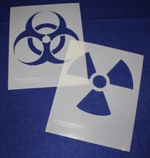 Radiation-Bio Hazard Stencils- 2 Pc Set- 14 mil Mylar 8 x 10 Inches