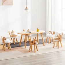 Cute Animals Nordic Wooden Stool Kids Soft Seat Cover Daycare Nursery Chair Gift