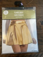 NWT NOVELTY AMSCAN INC. MATALLIC GOLD FLARERD  SKIRT STANDARD ADULT FITS 2--12