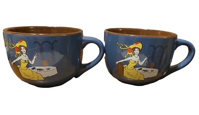 Cafe Boheme Coffee Mug Creme Liqueur Blue Lady Tea XL French Paris Set (2)