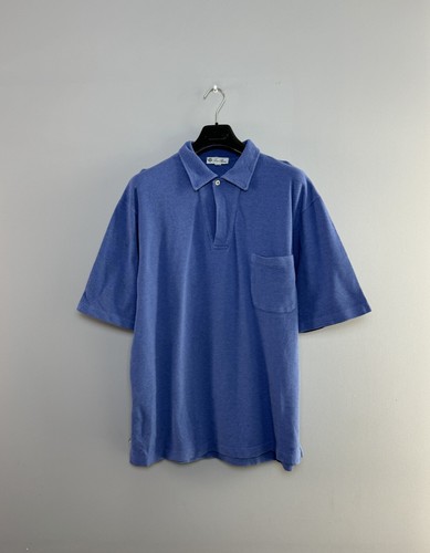 Vintage Herren Loro Piana Poloshirt Kurzarm Brusttasche Dunkelblau Größe XL