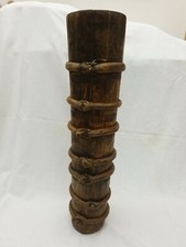 Antique Tibetan Butter Churn Carved From A Single Piece Wooden Rings