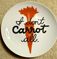 Crate & Barrel Appetizer Snack Plate Veggie 6.5" Humor Tapas I Don’t Carrot All