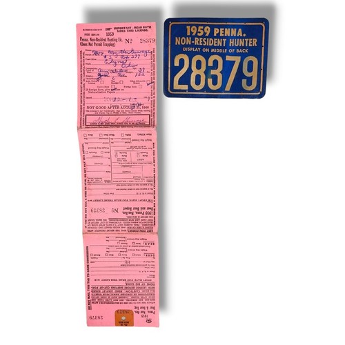 Permis De Pêche Non-résident Pennsylvanie 1959 - Vintage, Collection, USA