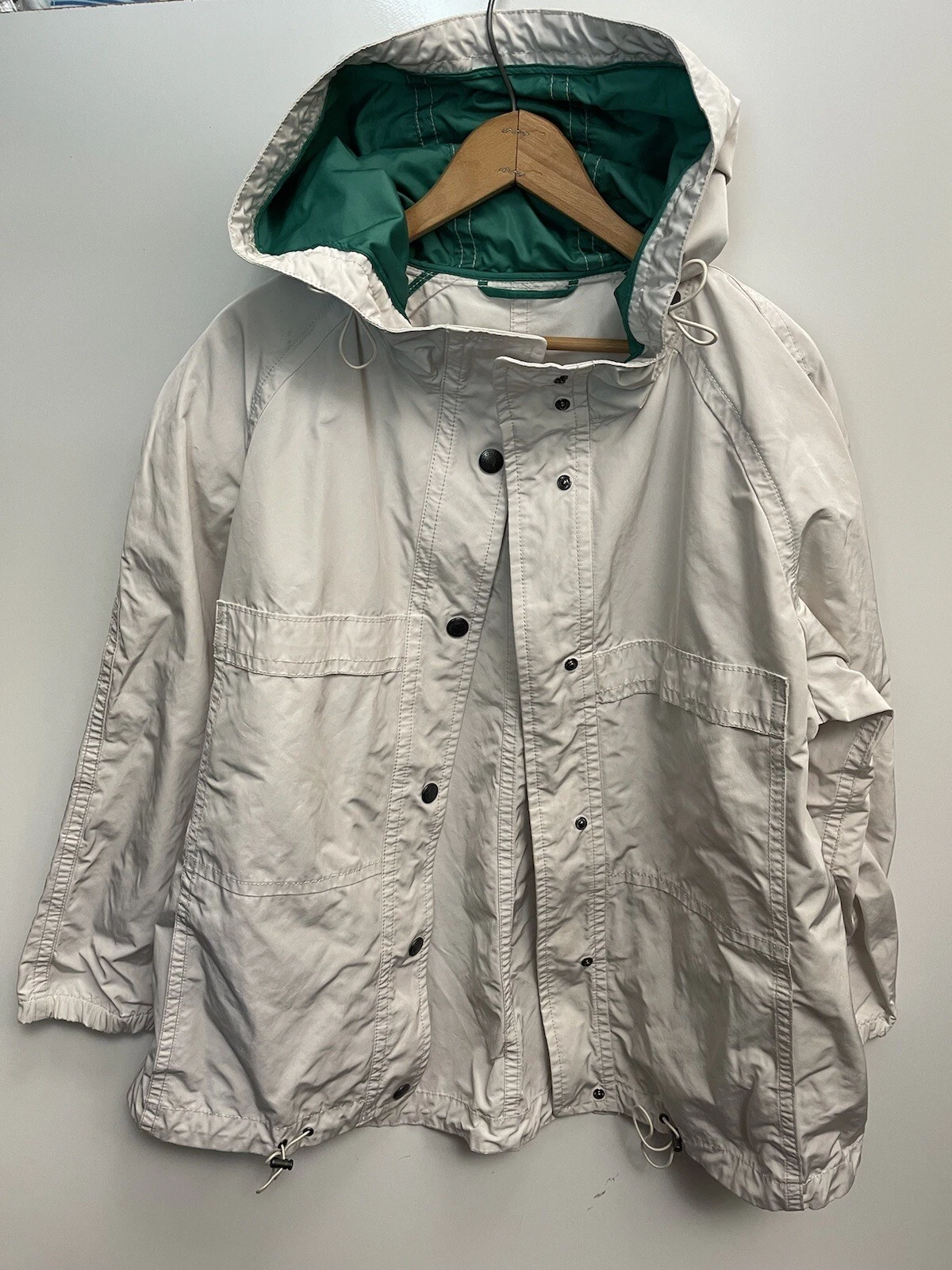 Coach Pioggia Coach Giacca Pioggia Crema e Verde Slicker Taglia L