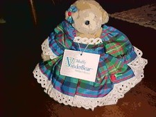 MUFFY VANDERBEAR DRESSED COMPLETE COSTUME TAFFETA HOLIDAY BLUE PLAID 1986 W TAG
